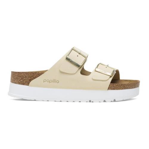 Birkenstock Klassisk Ecru Platform Sandal Beige, Dam