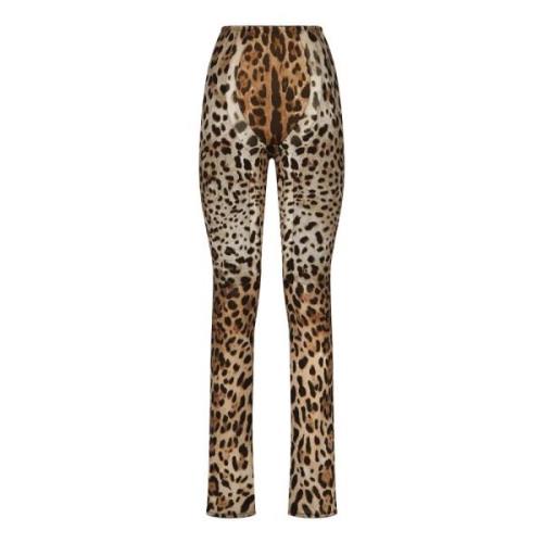 Dolce & Gabbana Leopardmönstrade Byxor Brown, Dam