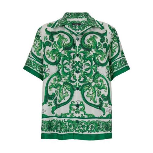 Dolce & Gabbana Gröna skjortor med Maiolica-look Green, Herr