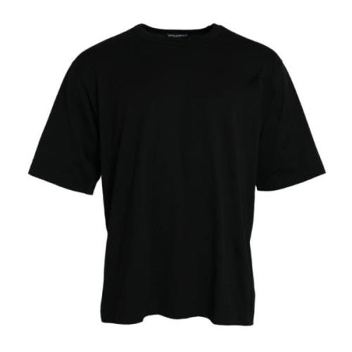 Dolce & Gabbana Svart präglad logotyp rund hals t-shirt Black, Herr