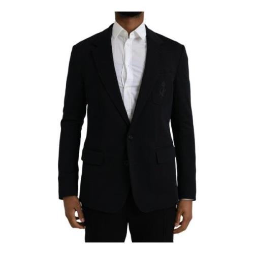 Dolce & Gabbana Slim Fit Ull Blazer Black, Herr