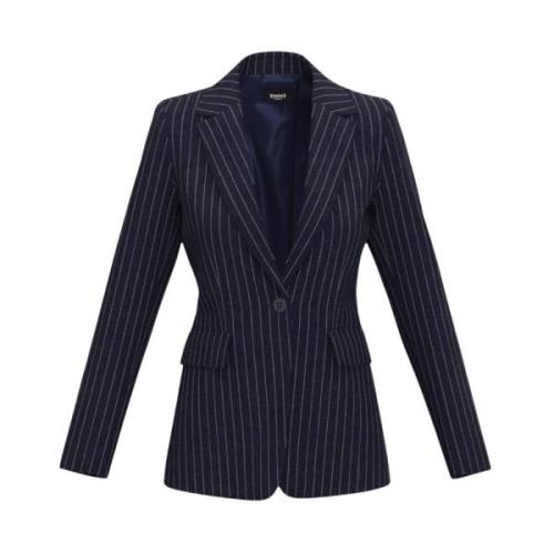 Marella Midnight Blue Gessato Blazer Blue, Dam