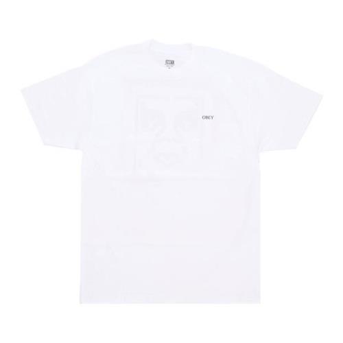 Obey Ripped Icon Classic Tee White White, Herr