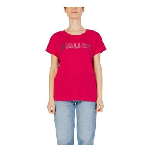 Blauer Lila Bomull Kortärmad T-shirt Pink, Dam