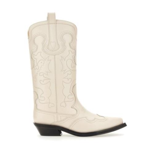 Ganni Läder Western Boot Made in Portugal White, Dam