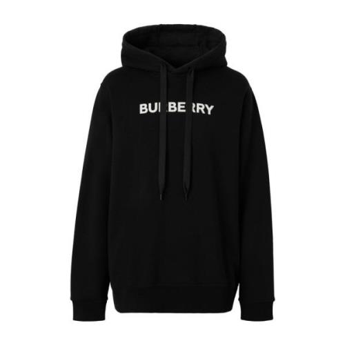 Burberry Logo Print Hoodie i Svart Black, Herr