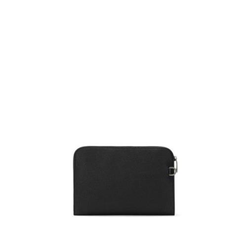 Dolce & Gabbana Svart Hammrad Läder Clutch Väska Black, Herr