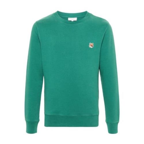 Maison Kitsuné Grön Logo Crew Neck Sweater Green, Herr