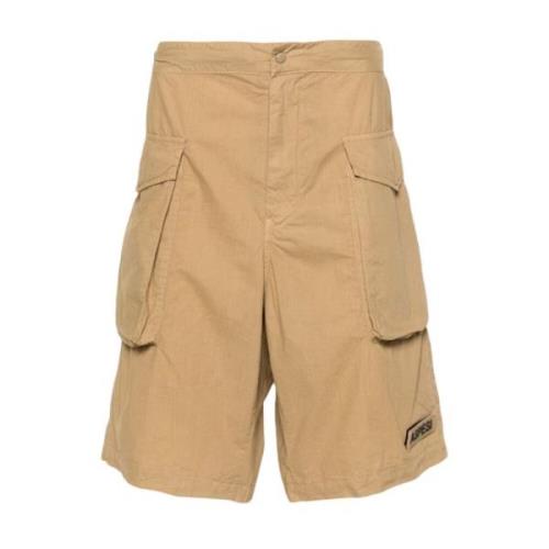 Aspesi Bomull Bermuda Shorts med Logo Patch Beige, Herr