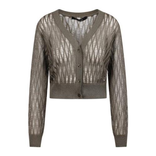 Federica Tosi Mesh Cardigan med V-ringad Stängning Green, Dam