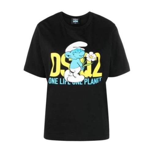 Dsquared2 Smurf In Love Logo T-Shirt Black, Dam