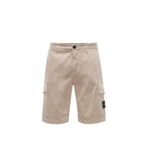 Stone Island Slim Fit Dove Grey Cargo Shorts Beige, Herr