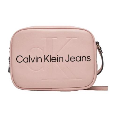 Calvin Klein Jeans Stilfull Rosa Tryckt Handväska med Dragkedja Pink, ...