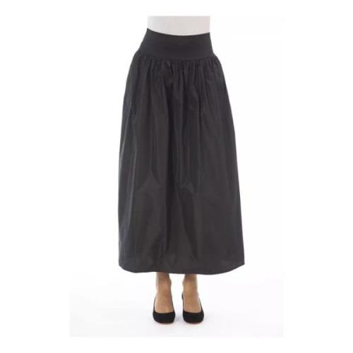 Alpha Studio Brun Taffeta Hög Midja Kjol Gray, Dam