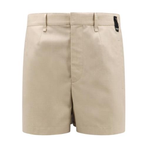 Fendi Beige Ull Shorts med knappstängning Beige, Herr