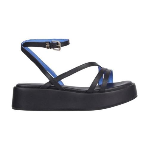 Tommy Hilfiger Svarta Strap Plattforms Sandaler Black, Dam