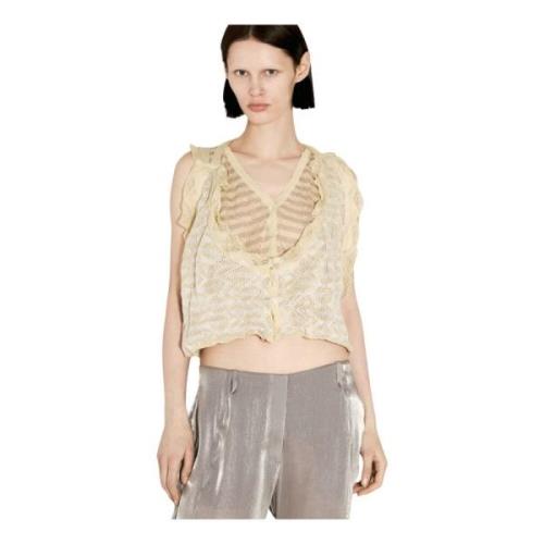 Kiko Kostadinov Randig Halterneck Topp Beige, Dam