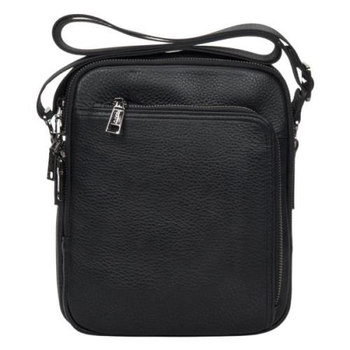 Estro Herr Svart Läder Messenger Väska Er00109929 Black, Herr