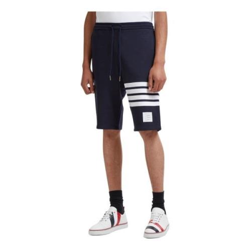 Thom Browne Jersey Sweat Shorts med Four Bar Motif Blue, Herr