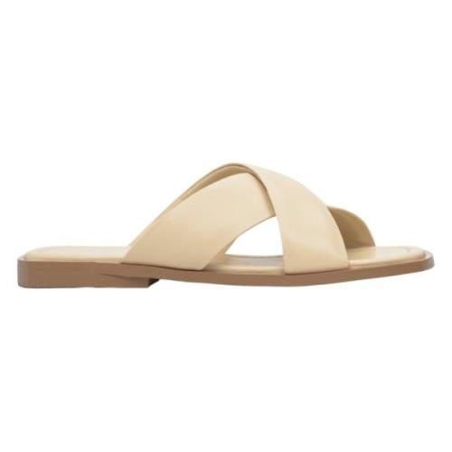 Estro Kvinnors Beige Slide Sandaler tillverkade av Äkta Läder Er001133...