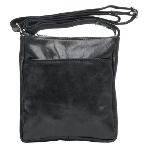 Estro Herr Svart Läder Messenger Väska Er00102568 Black, Herr