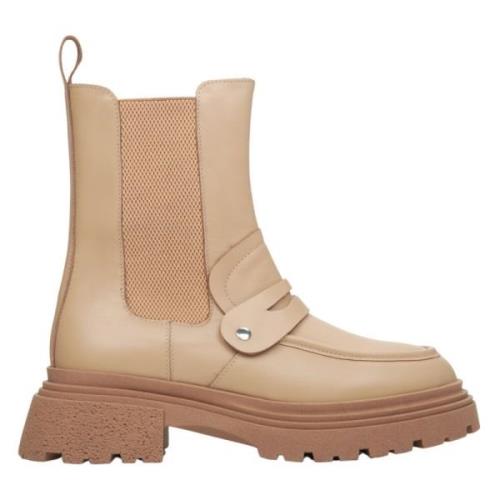 Estro Kvinnors Beige Chelsea Boots tillverkade av Äkta Läder med Dekor...