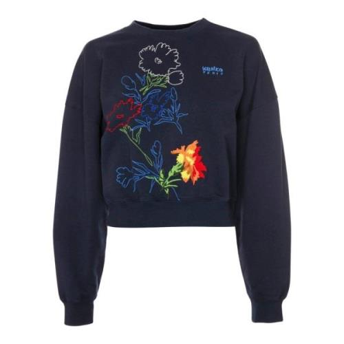 Kenzo Blommig Sweatshirt Kärleksstygn Blue, Dam