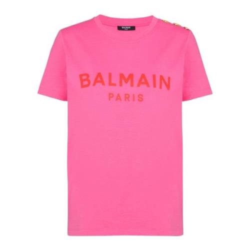 Balmain T-shirt med Paris-tryck Pink, Dam