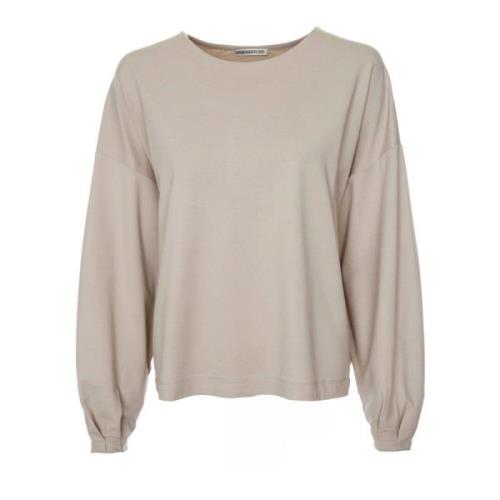 Drykorn Feminin Sweatshirt med Båthals Beige, Dam