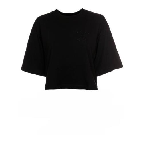 Closed Ribbad Cropped T-shirt Black, Dam