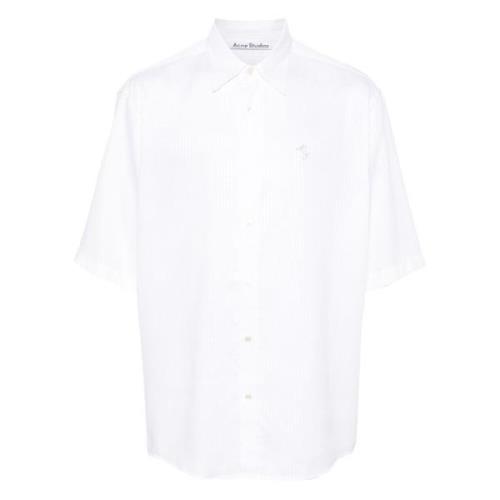 Acne Studios Vit Randig Button-Up Skjorta White, Herr