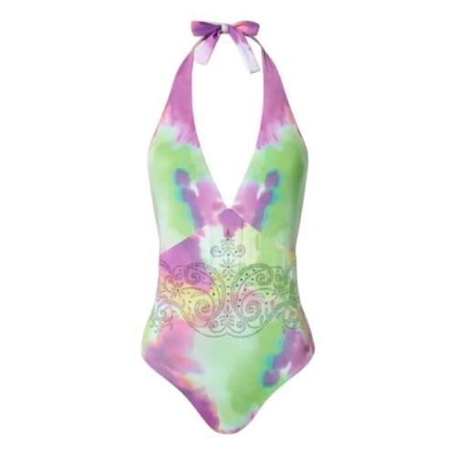 Twinset Grön Tie-Dye Baddräkt med Glitter Multicolor, Dam