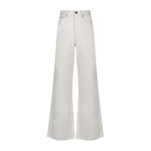 Calvin Klein Wide Leg Ecru Jeans White, Dam