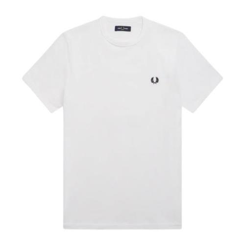 Fred Perry Logo Jersey Bomull T-shirt Regular Fit White, Herr
