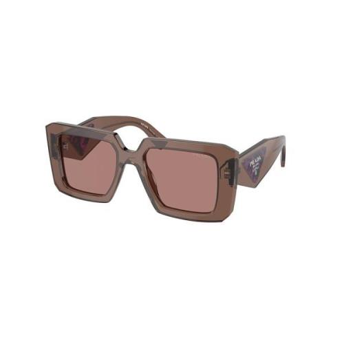 Prada Brun Transparent Solglasögon Ljusbrun Lins Brown, Dam