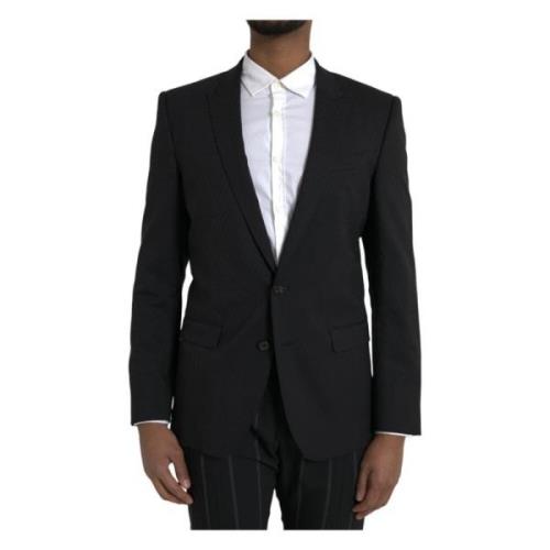 Dolce & Gabbana Svart Slim Fit Martini Blazer Kappa Black, Herr