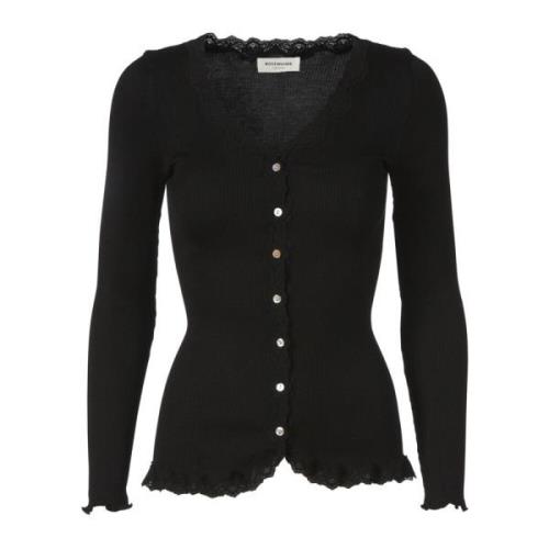 Rosemunde Svart Spets Kant Cardigan Black, Dam