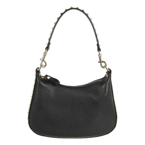 Valentino Garavani Guldton Rockstud Kalvskinn Hobo Väska Black, Dam