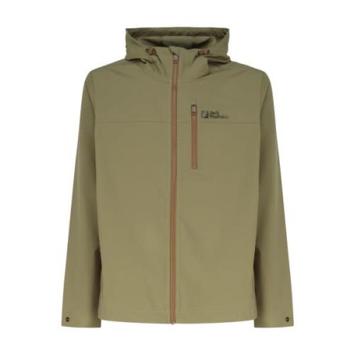 Jack Wolfskin Grön Windbreaker Dragkedja Huva Nylon Jacka Green, Herr