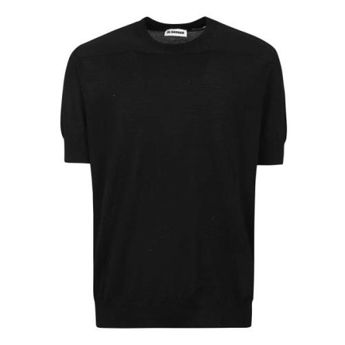 Jil Sander Svart Ull T-shirt Rund Hals Black, Herr