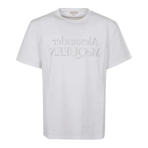 Alexander McQueen Vit T-shirt med Logotyptryck White, Herr