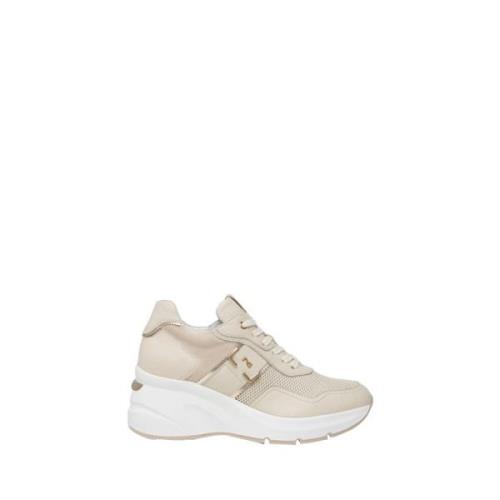 Nerogiardini Elegant Sneakers med 6cm Kilklack Beige, Dam