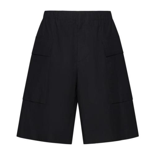 Jil Sander Svart Poplin Rynkad Detalj Shorts Black, Herr