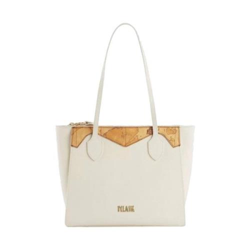 Alviero Martini 1a Classe Ivory Geo Motif Shopper Väska White, Dam