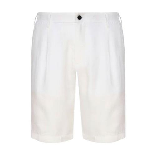 Eleventy Bermuda Linne Shorts White, Herr
