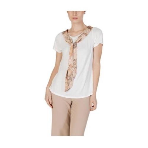 Alviero Martini 1a Classe Beige Geografiskt Tryck T-shirt White, Dam