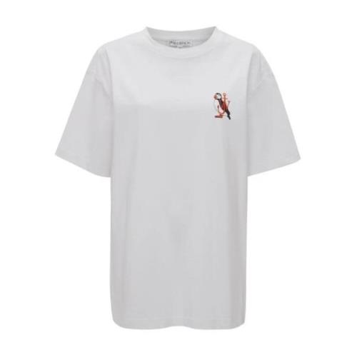 JW Anderson Broderad Bomull T-shirt White, Dam