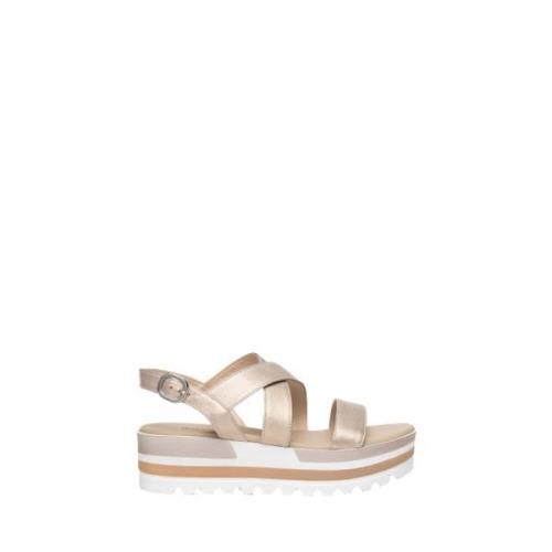 Nerogiardini Gyllene Låga Klack Sandaler Beige, Dam