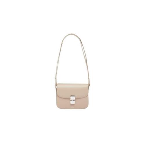 A.p.c. Beige Grace Small Bag med Läderrem Beige, Dam