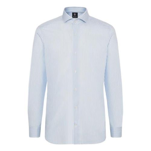 Boggi Milano Slim Fit Bomull Dobby Skjorta Blue, Herr